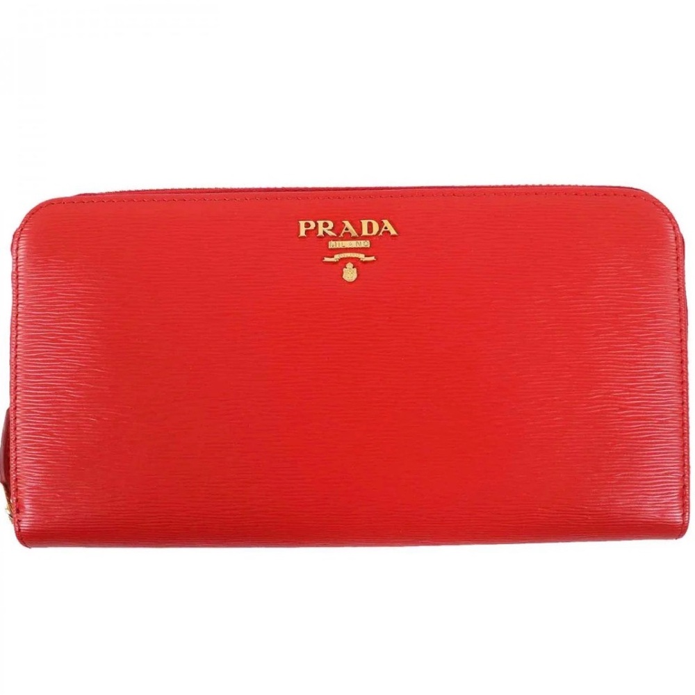 Prada zip-around continental wallet in Vitello Move leather in red (Lacca) - Picture 3 of 14